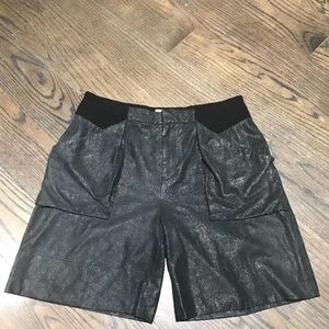 Helmut Lang black leather shorts